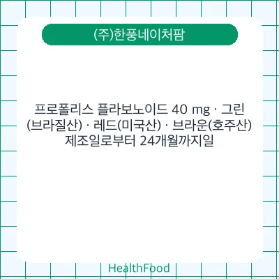 프로폴리스 플라보노이드 40 mg · 그린(브라질산) · 레드(미국산) · 브라운(호주산)