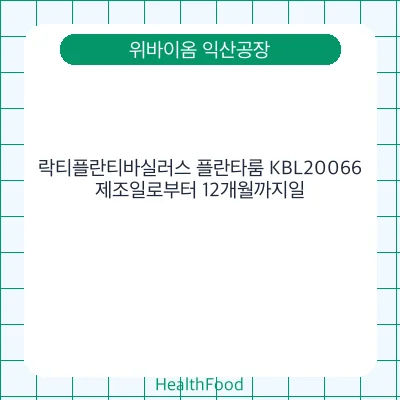 락티플란티바실러스 플란타룸 KBL20066